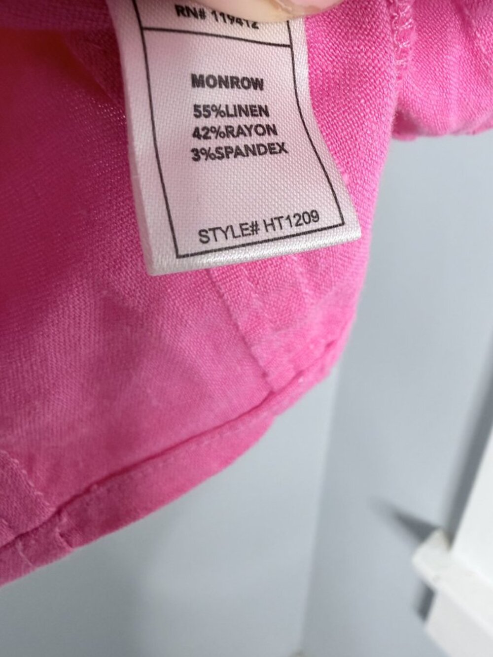 Monrow Hot Pink Linen Blend Sleeveless Button Front Crop Top Collared M - Picture 5 of 8